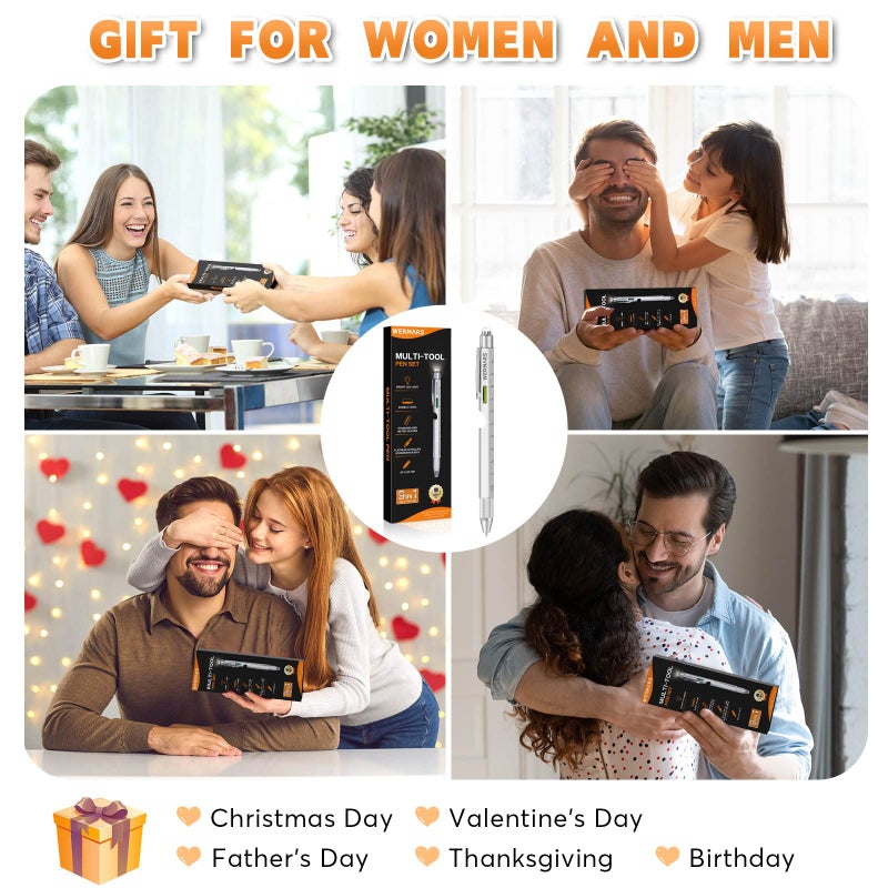 WERMARS Stocking Stuffers for Adults- Gifts for Men  9 in 1 Multitool Pen  Christmas Gift for Dad  Gifts for Him  Tool Gifts for Dad from Kids  Gifts for Husband  Boyfriend  Grandpa(Silver) - Image 2